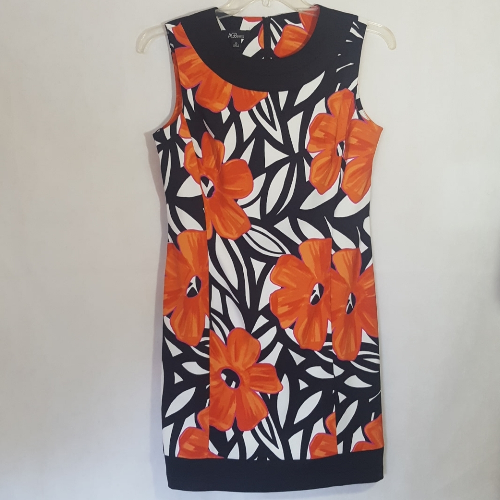 ABG Dress Orange and Black Floral Size 10